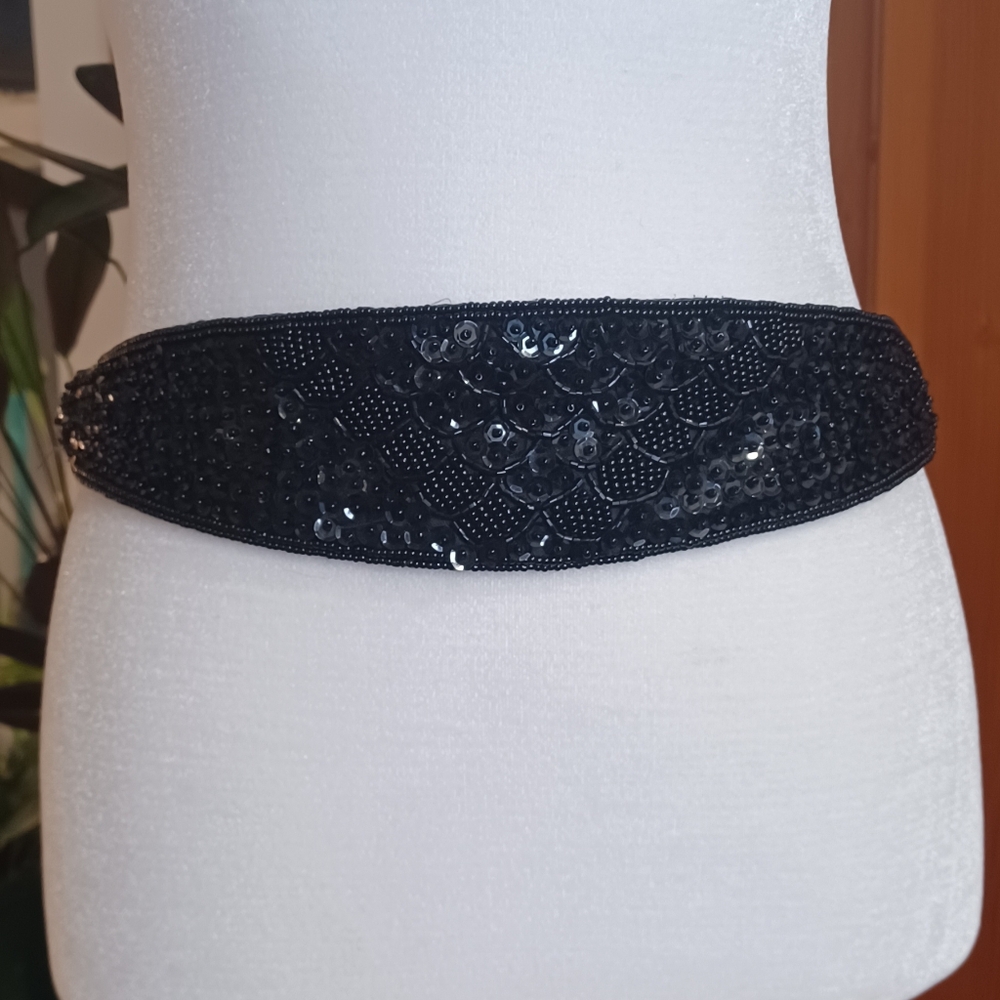 Vintage Black Beaded Belt